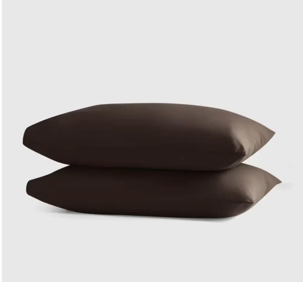 QUINCE Organic Crisp Percale Pillowcase Set KING in ESPRESSO